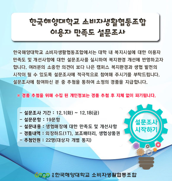 한국해양대학교 소비자생활협동조합 이용자 만족도 설문조사